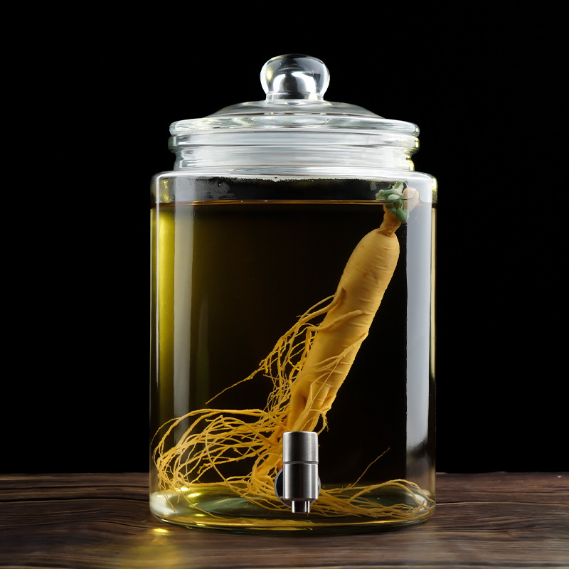 小光面泡酒瓶带龙头嘴 密封人参玻璃泡酒瓶 杨梅酒罐玻璃酿酒坛子