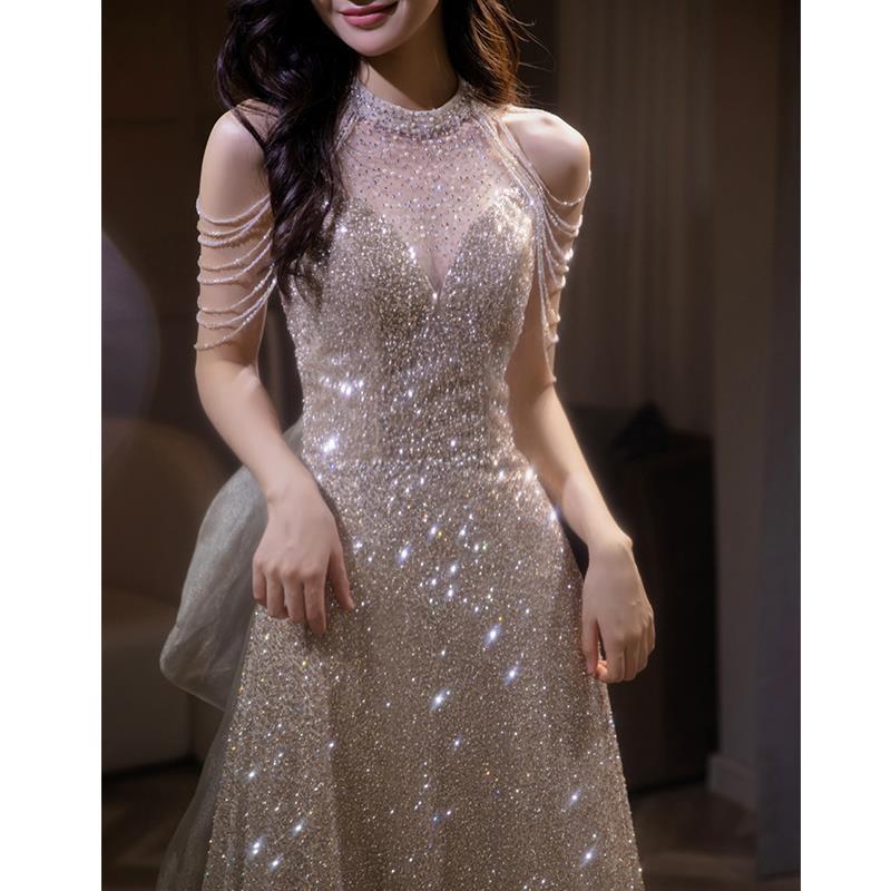 晚礼服裙女高端轻奢小众森系仙女高级感声乐艺考独唱演出服亮闪闪