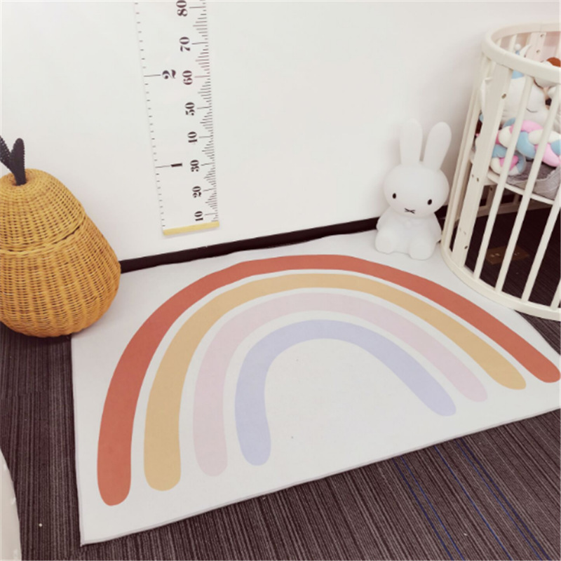 ins北欧风彩虹方形地毯爬行垫 宝宝儿童游戏彩虹地毯爬行垫 现货