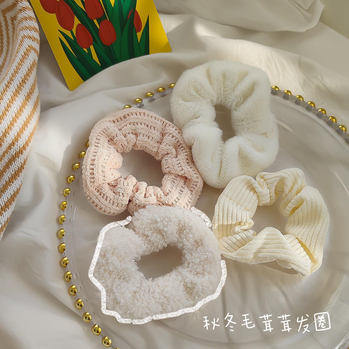 秋冬毛绒大肠发圈气质高级感头绳发饰皮筋女扎头发猪肥肠毛毛发绳