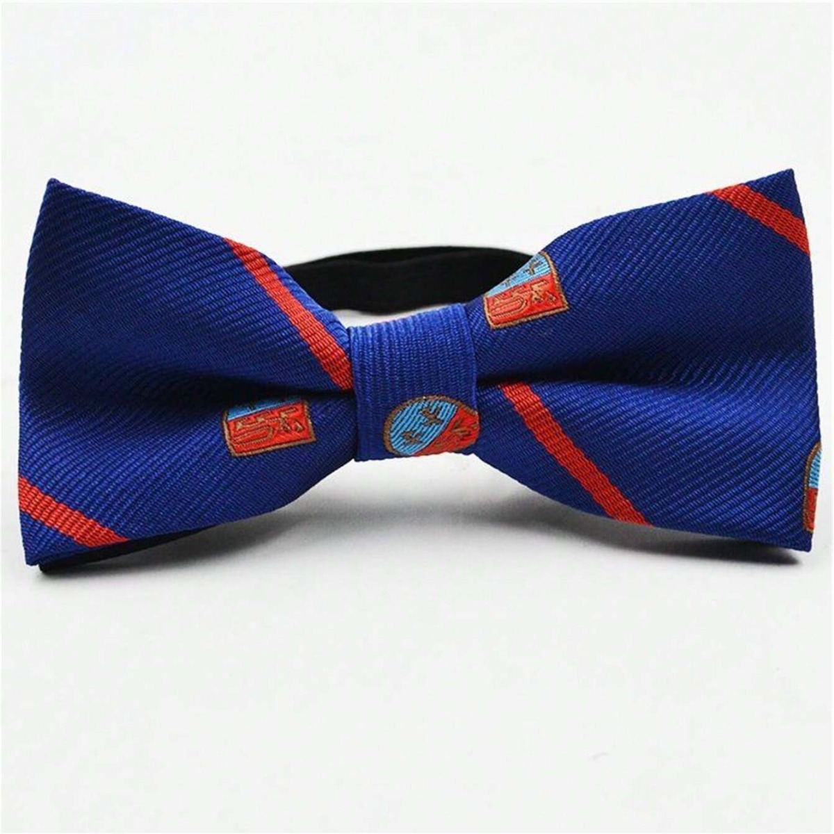 男士深蓝色领结错位红条纹图案男士百搭蝴蝶结男士西装配饰-阿里巴巴