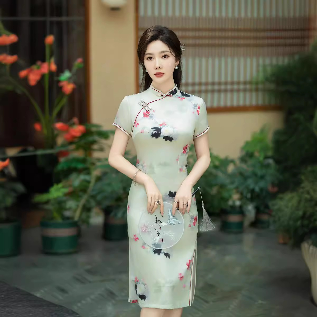 2024夏季新品年轻款改良气质复古民国风旗袍优雅日常丝绸双层旗袍