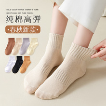 白色袜子女士夏季中筒袜 棉ins潮短袜运动吸汗透气春秋款短筒袜