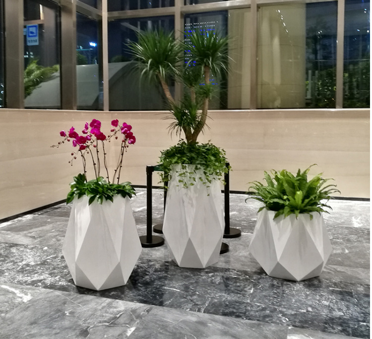 北欧玻璃钢花盆商场户外装饰落地大花器酒店大堂创意组合摆件花钵