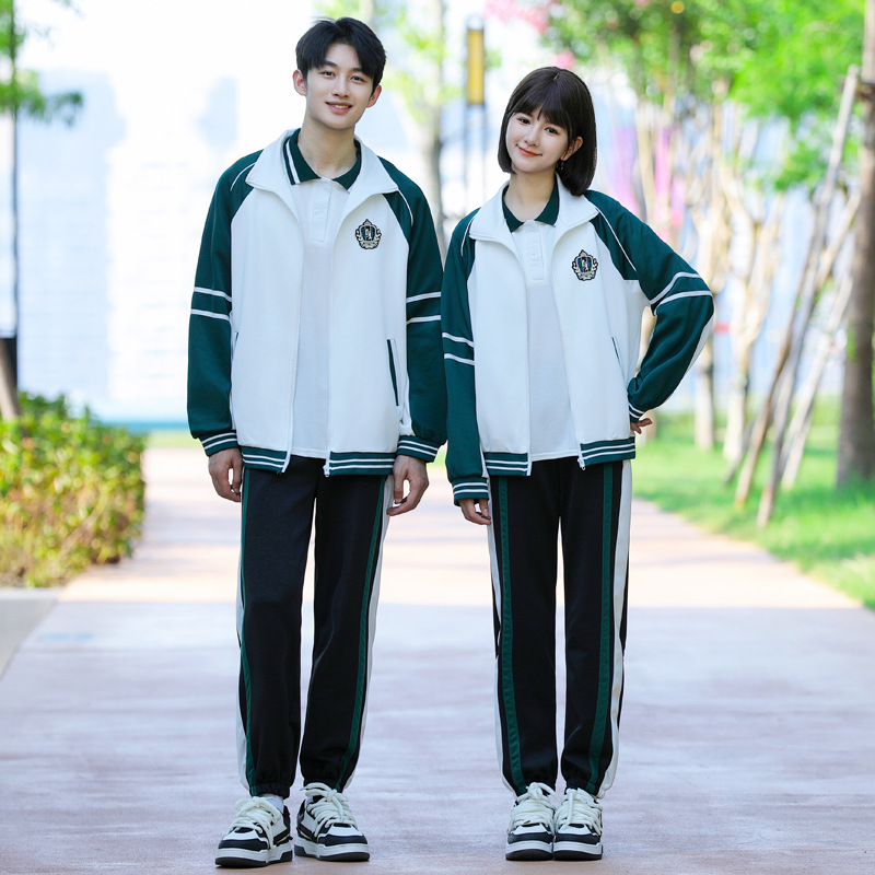 初中生秋季运动会班服套装学院风小学生高中生拼色外套校服三件套