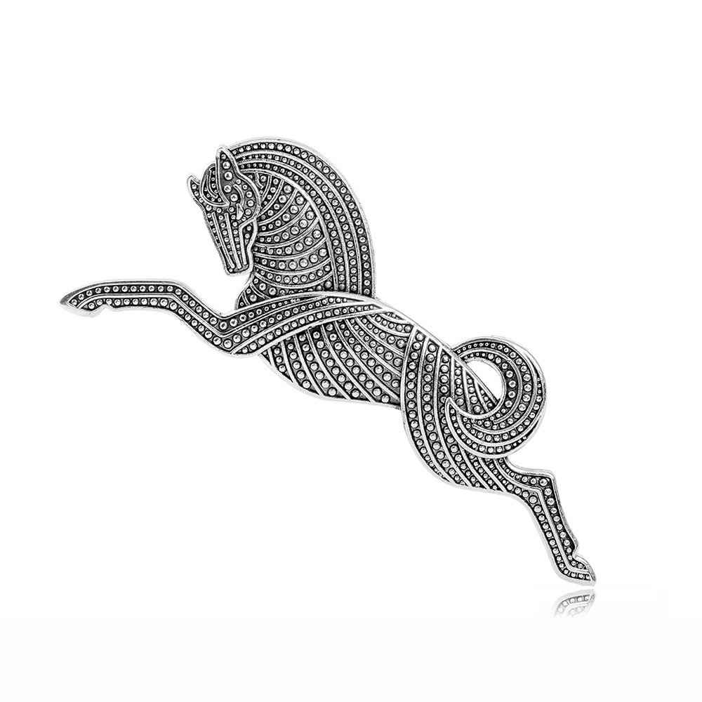 Cross-Border Zodiac Vintage Horse Brooch Electroplated Alloy Horse Pin Animal Accessories Men's and Women's Suit Pin Corsage