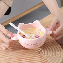 沙拉碗陶瓷碗可爱猫咪造型酸奶碗小碗甜品碗儿童饭碗双耳碗燕麦碗