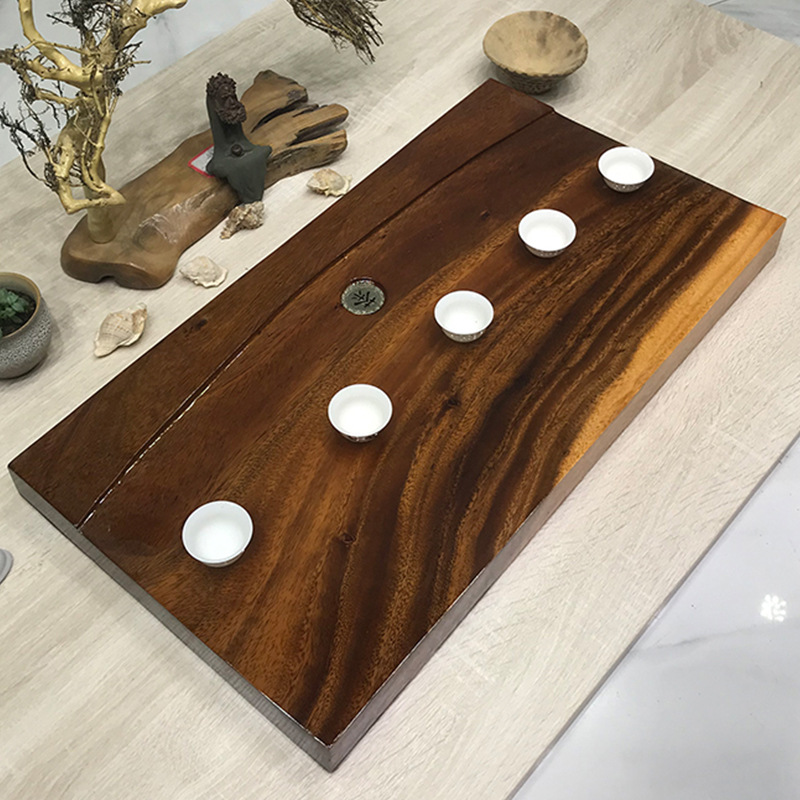 整块胡桃木茶盘实木茶台原木家用办公茶海大小号排水简约功夫茶具
