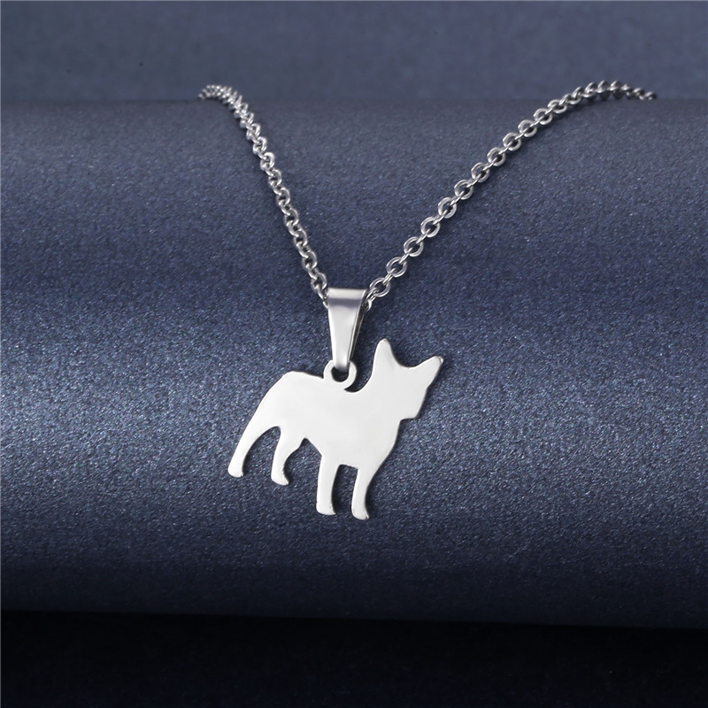 European and American Wish Animal Ornament Female Stainless Steel Dog Necklace Fashion Couple Pendant Hollow Clavicle Chain Wholesale