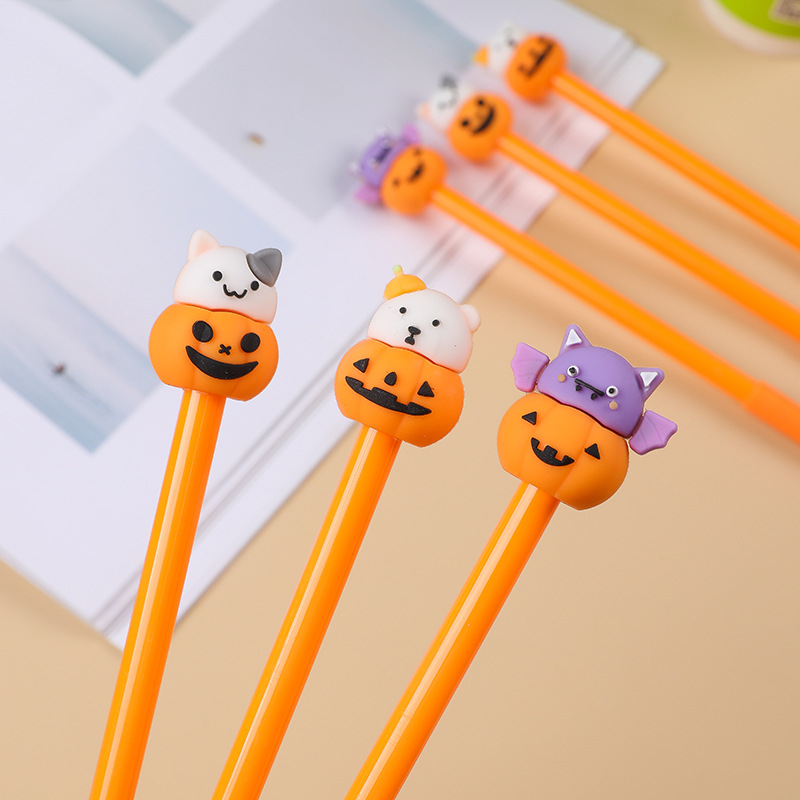Creative Bear Cat Pumpkin Head Gel Pen Cute Cartoon Fruit Student Studying Stationery Writing Signature Pen