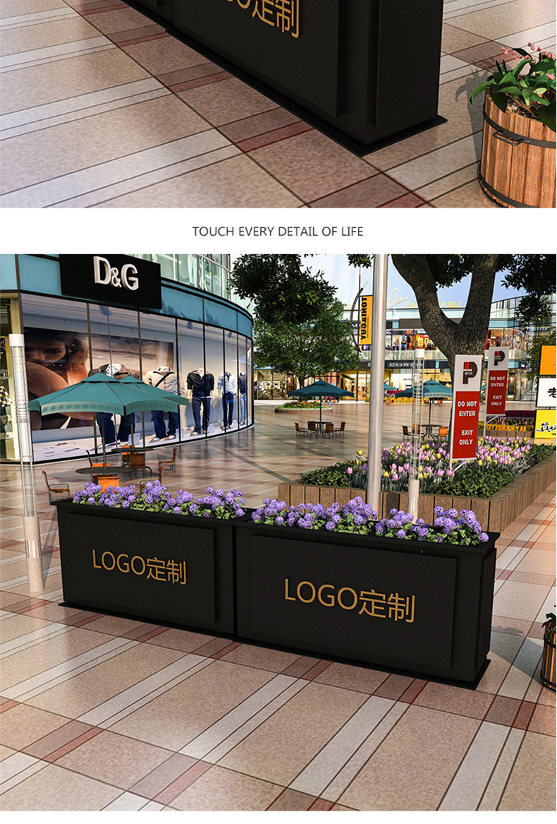 直营简约铁艺花箱 商场售楼处庭院绿化花槽 咖啡厅奶茶店户外花盆