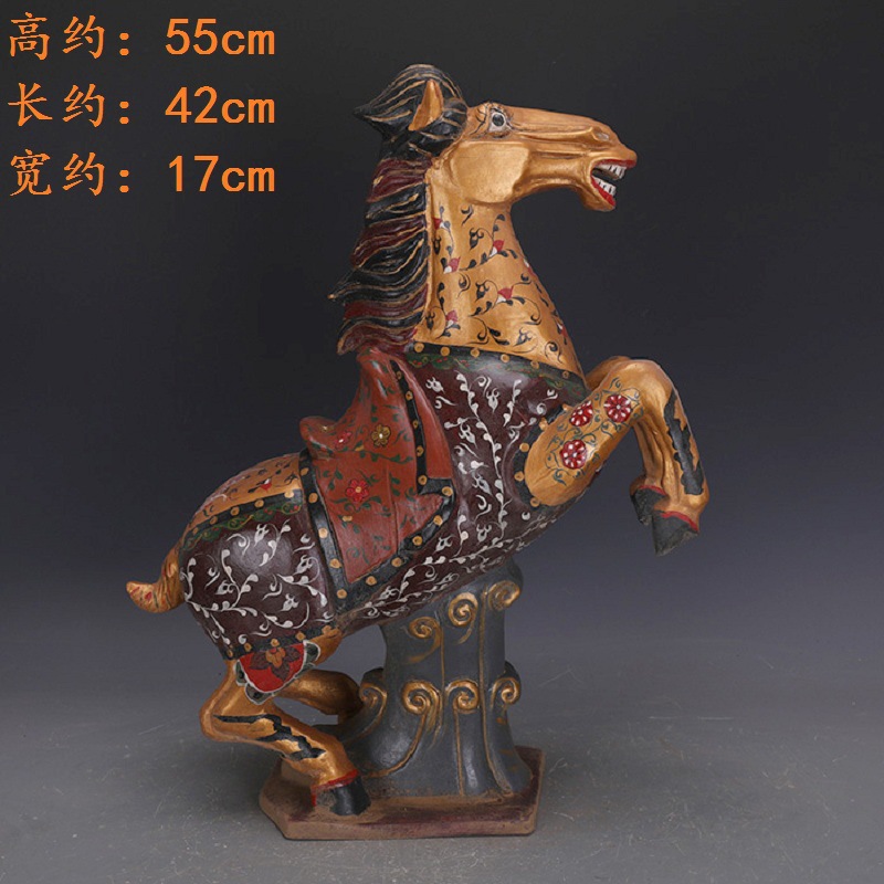 唐三彩雕塑瓷金地彩绘大号奔跑马出土老货古陶器古玩古董收藏摆件