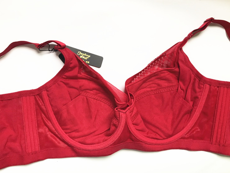 蕾丝大码有钢圈文胸 珍芙妮3202聚拢调整型收副乳薄杯透气女内衣