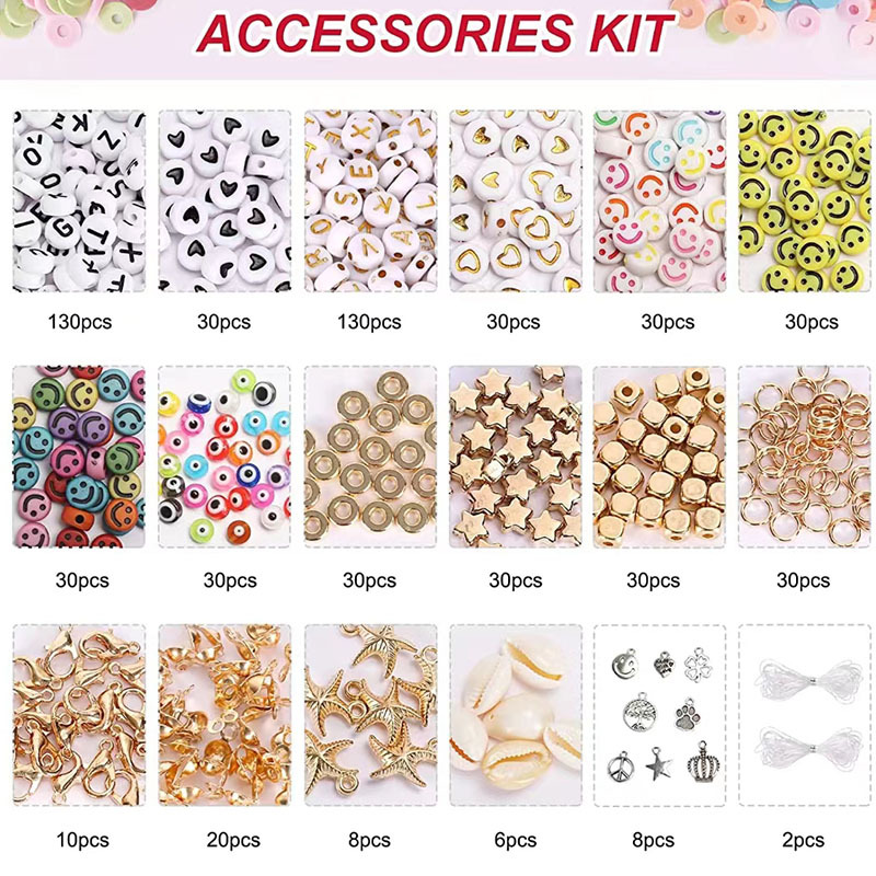 Soft Pottery Beaded Beads Scattered Beads Diy Ornament Accessories Beaded Diy Material Package Children Bracelet Accessories Full Set