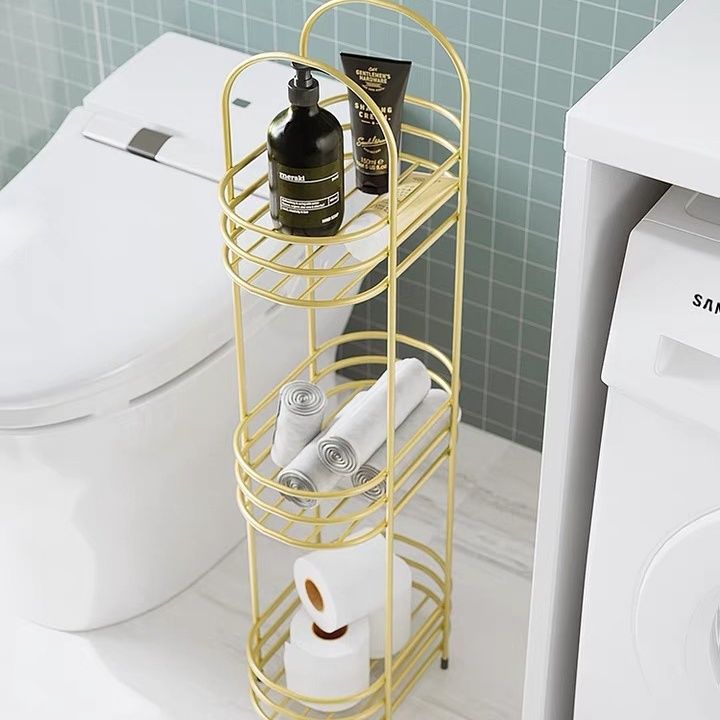 北欧多层浴室置物架落地洗澡间厕所卫生间ins金属收纳架铁艺架子