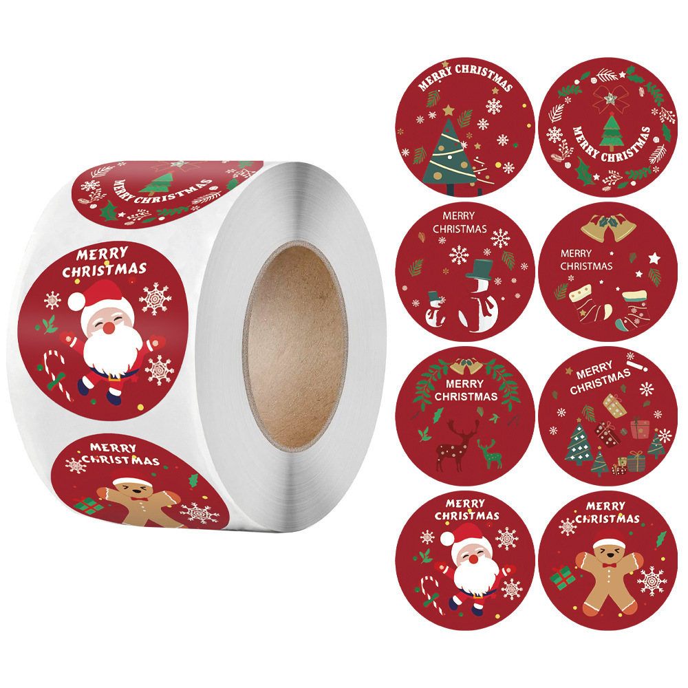 christmas stickers 500 sheets/roll christmas stickers holiday cartoon christmas sticker diy decorative label