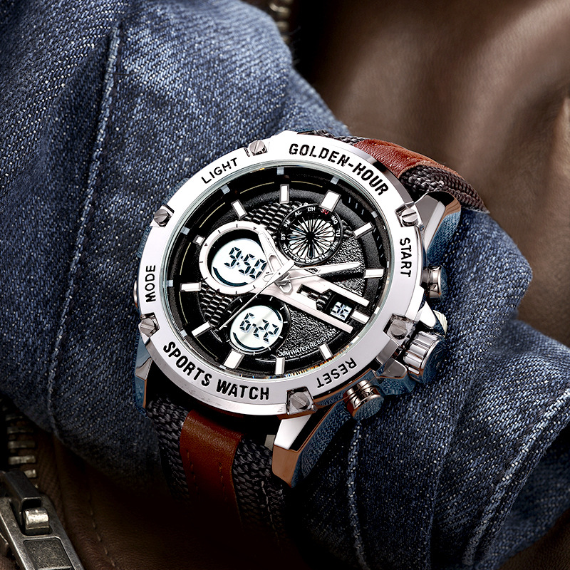 feice飞克品牌方fk035男手表多功能双显大表盘时尚抖音外贸独立站