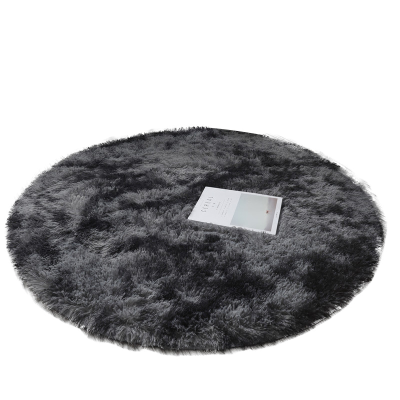 Silk Wool Carpet Tie-Dyed Long Wool Thick round Carpet Household Tea Table Cloth round Tablecloth Living Room Hanging Basket Pile Floor Covering