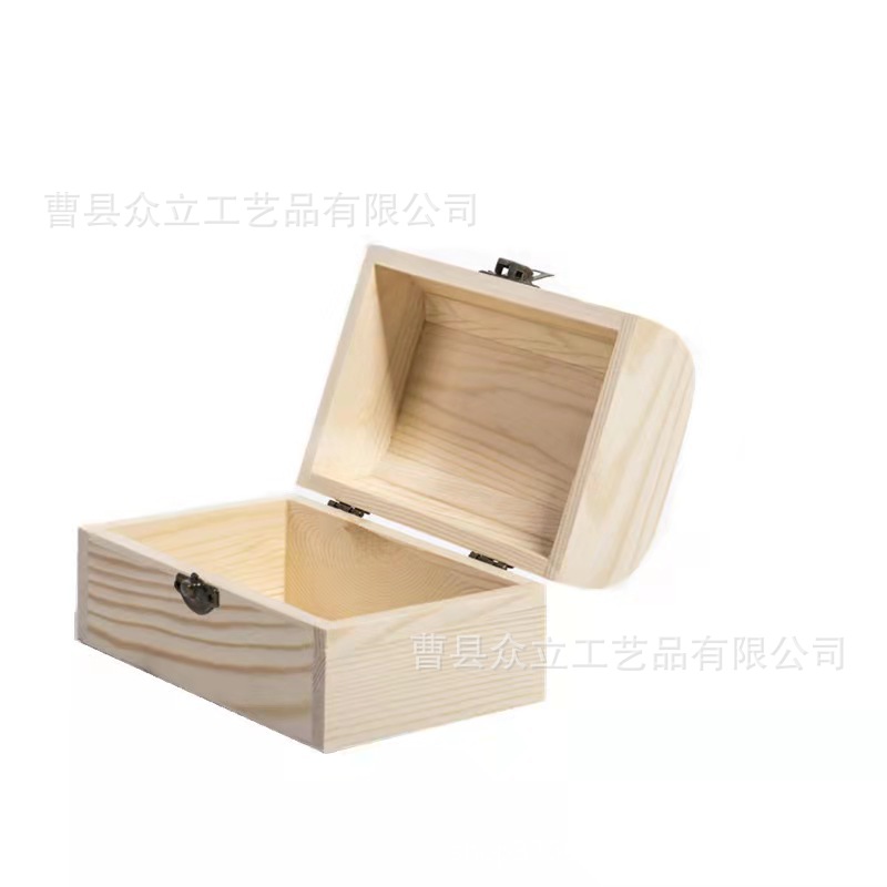 Wooden Storage Box Packing Box with Lock Set Three Drum-Shaped Wooden Box Gift Box Tea Box Jewelry Organization Blind Box