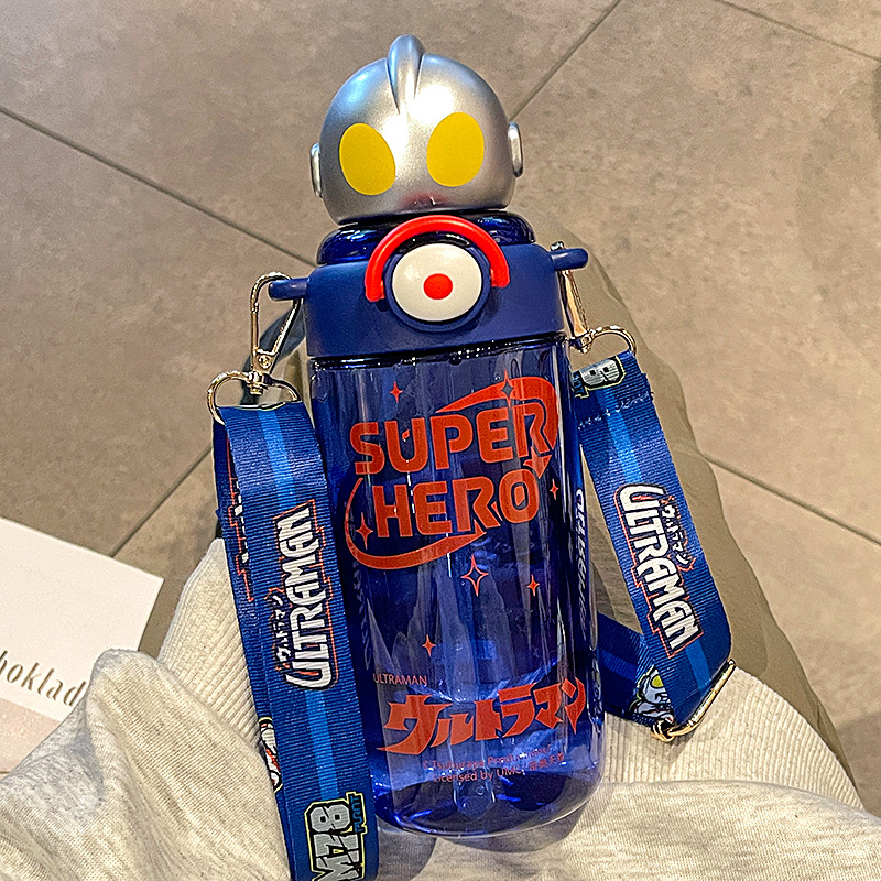 Ultraman Water Cup 2024 New School Dedicated Children's Straw Kettle Sports Bottle Summer Birthday Gift for Boy