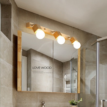 北欧镜柜灯具创意原木质化妆间卧室壁灯led简约卫生间浴室镜前灯