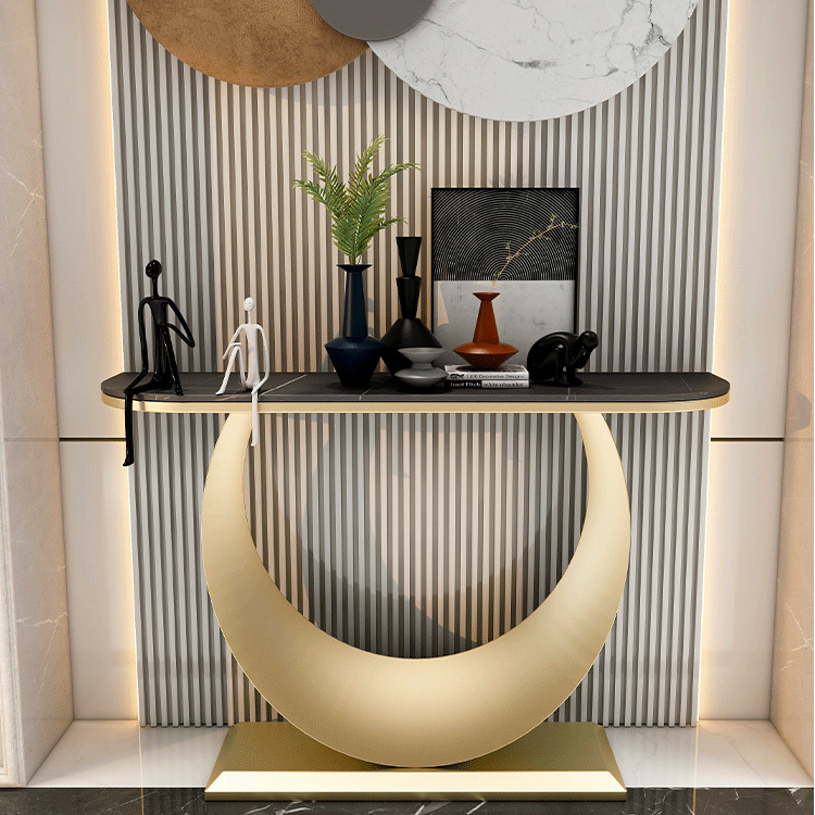 轻奢意式岩板极简进门玄关桌现代简约入户靠墙窄创意端景台柜艺术