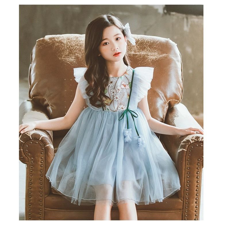 爱莎公主裙夏装2021新款女童网纱连衣裙小女孩洋气裙子网红仙女裙