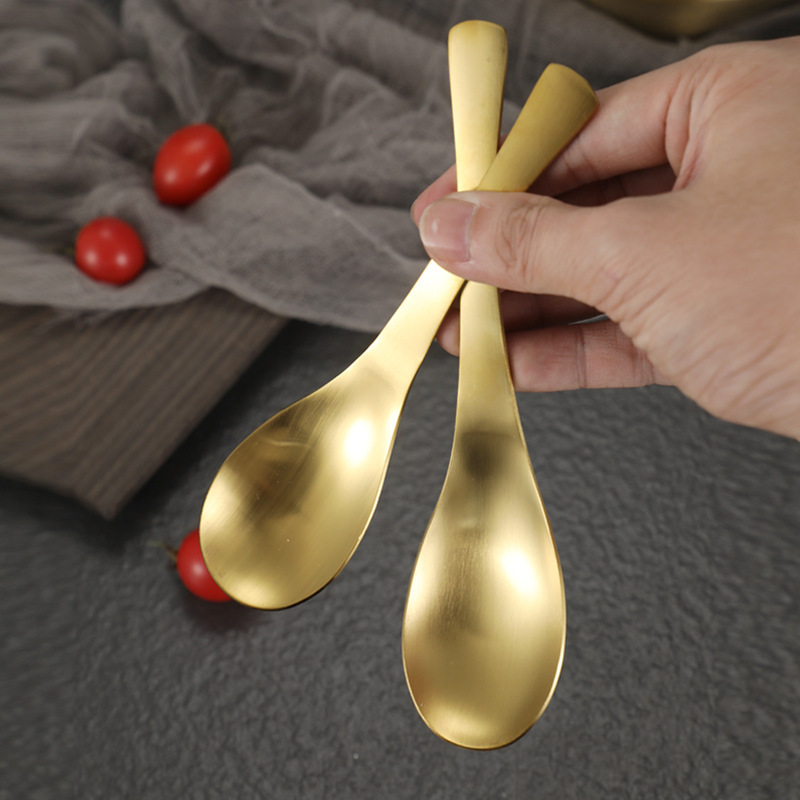 Cross-Border 304 Stainless Steel Rice Spoon Restaurant Spoon Thickened Children's Soup Spoon Creative Golden Spoon Spoon Spoon Spoon Spoon Meal