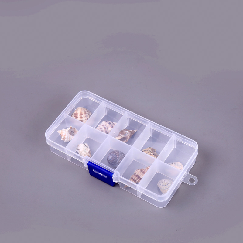 Transparent Pp10 Grid Detachable Plastic Box 10 Grid Jewelry Organize Storage Storage Box Electronic Components Fishing Gear Small Box