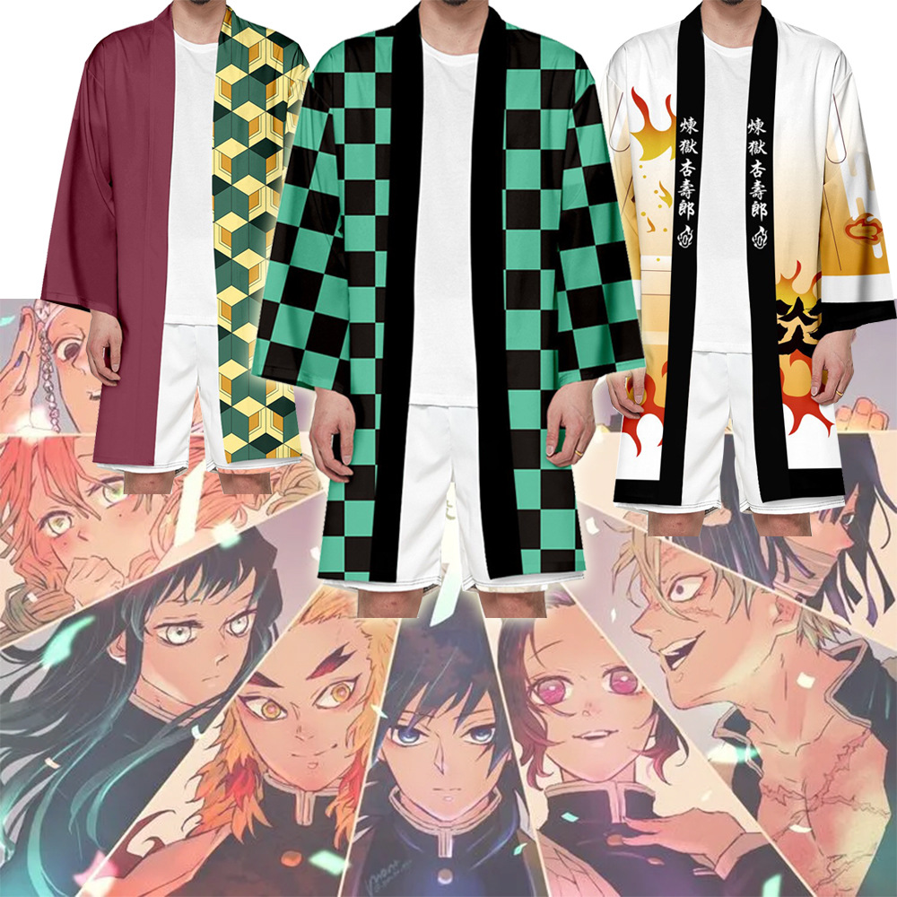鬼灭之刃3d 日漫动漫角色炭治郎系列 3d数码印花和服披风长款羽织