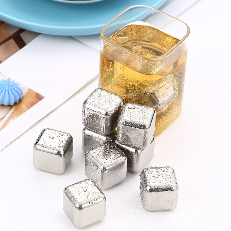 304 Stainless Steel Ice Cube Whisky Stone Set Beer Drink Whiskey Wine Set Recyclable Metal Quick-Freeze Ice Particle