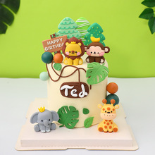 卡通小动物玩偶摆件森系小树路牌软胶插件儿童生日烘焙蛋糕装饰