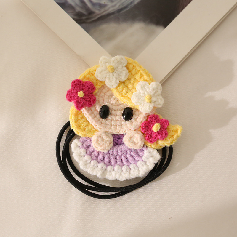 甜美淑女针织公主发卡 毛线编织头饰成品 女生手作卡通发圈头绳