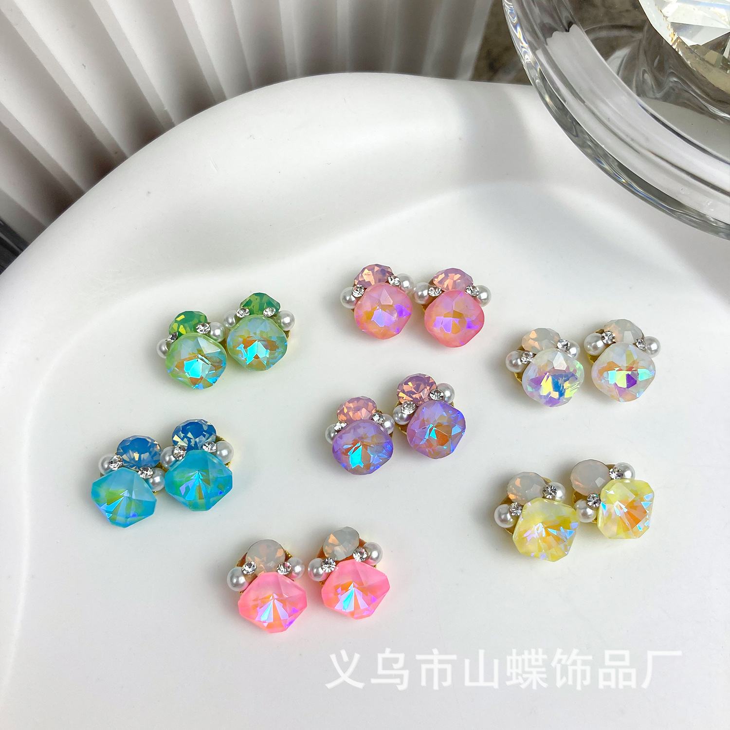 Manicure Macaron Mocha Fat Square Pile Rhinestone Fluorescent Candy Series Multi-Cut Surface 2022 New Diamond Decorations