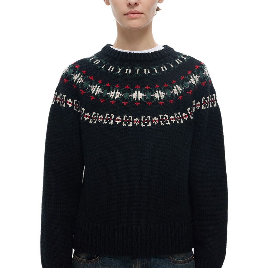 春季羊毛冰岛风格花色短款套头圆领宽松毛衣-阿里巴巴