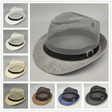 男士网帽网眼遮阳帽爵士帽中老年礼帽夏季凉帽 Fedora Panama Hat