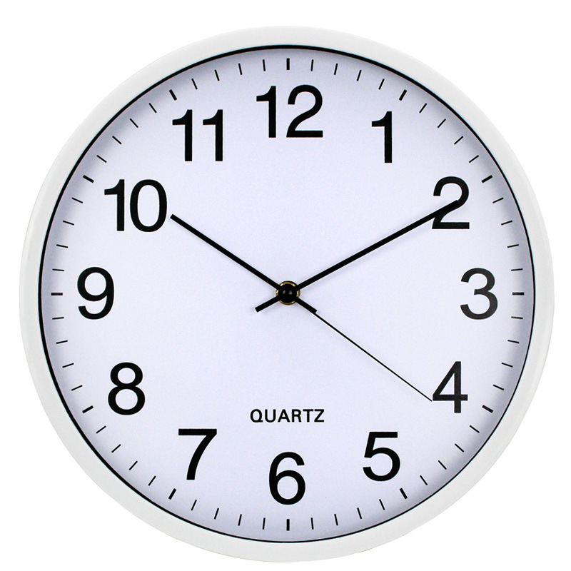 时尚简约数字10寸圆形时钟钟表卧室客厅静音扫秒挂钟壁钟外贸批发