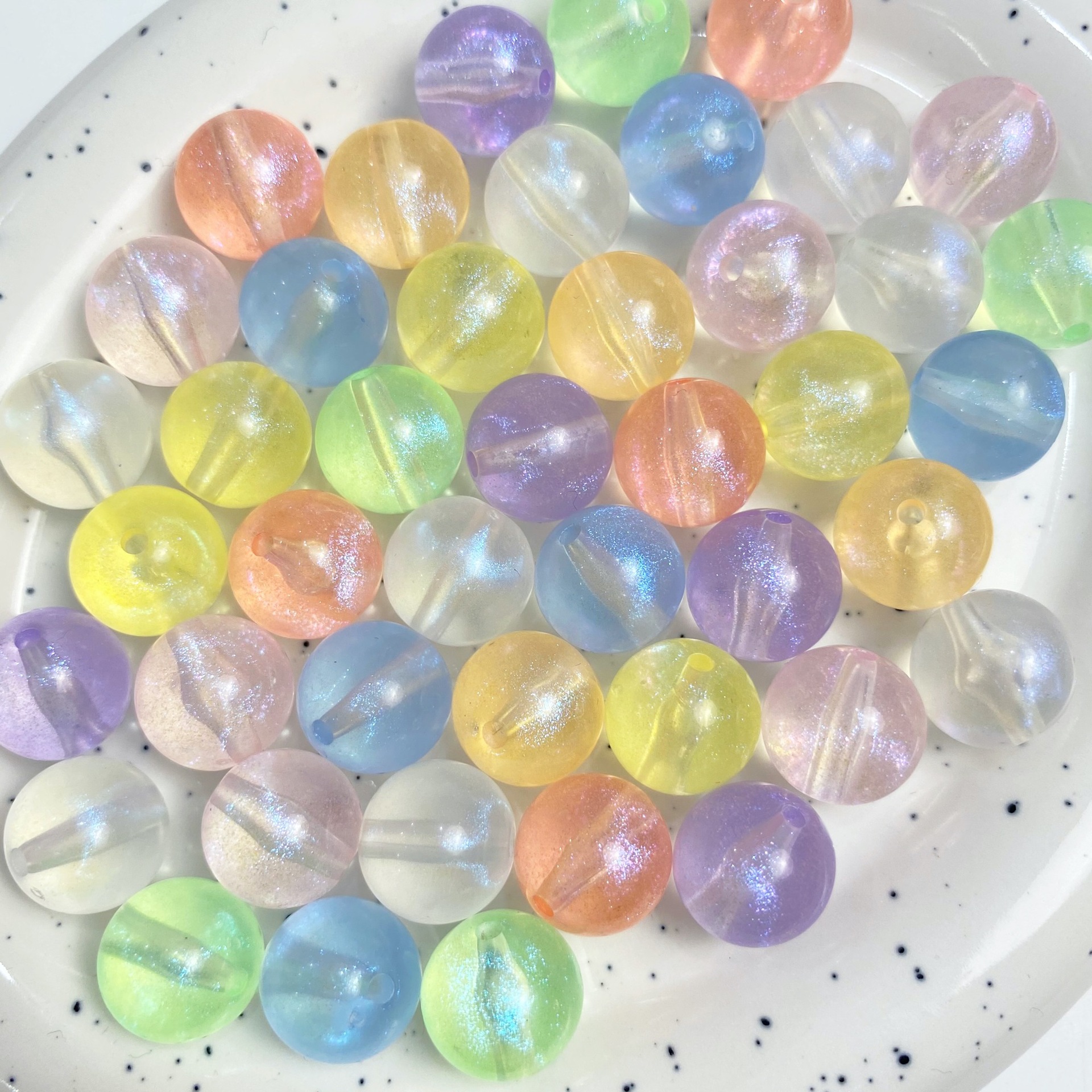 14mm Thin and Glittering Onion Powder Mermaid Transparent round Beads DIY Bracelet String Beads Material Straight Hole Earrings Ornament Accessories Color