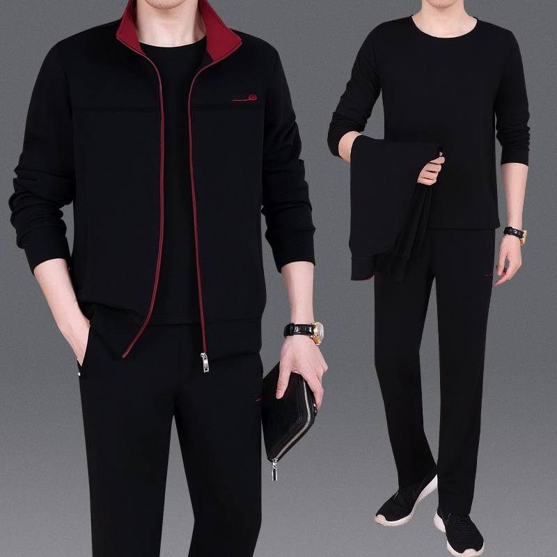 Middle-Aged and Elderly Sports Suit Men's Spring and Autumn 2022 New Middle-Aged Father Casual Sportswear Men's Two-Piece Suit