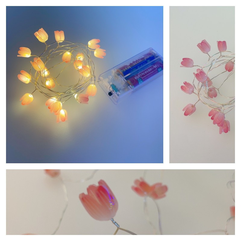 Led Tulip Lighting Chain Wholesale Copper Wire Lamp DIY Material Package Birthday Gift Decorative Lamp Bouquet Flower Accessories