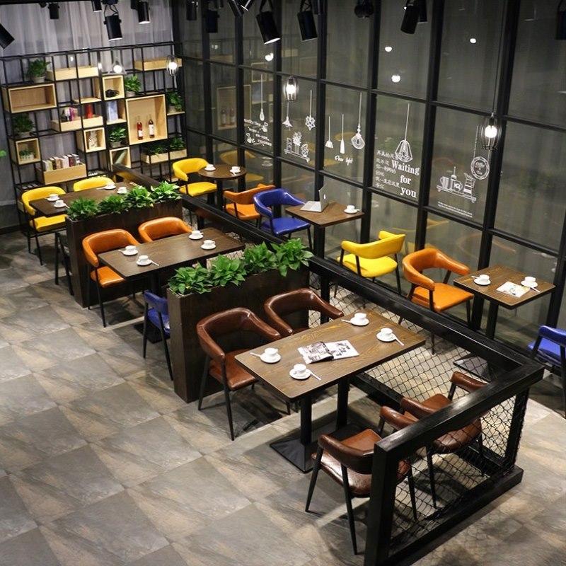 酒吧餐桌椅小吃店桌椅工业风桌椅茶吧麻辣烫主题餐厅一桌四椅书吧