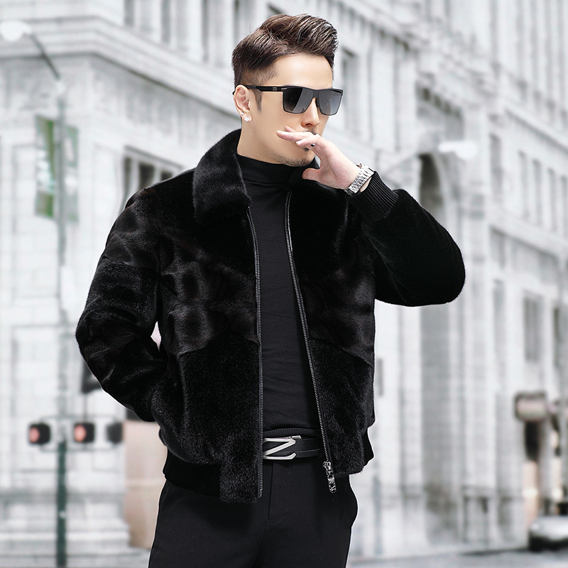 高端雪兰貂绒外套男中年冬季新款休闲翻领加厚金貂绒夹克-阿里巴巴