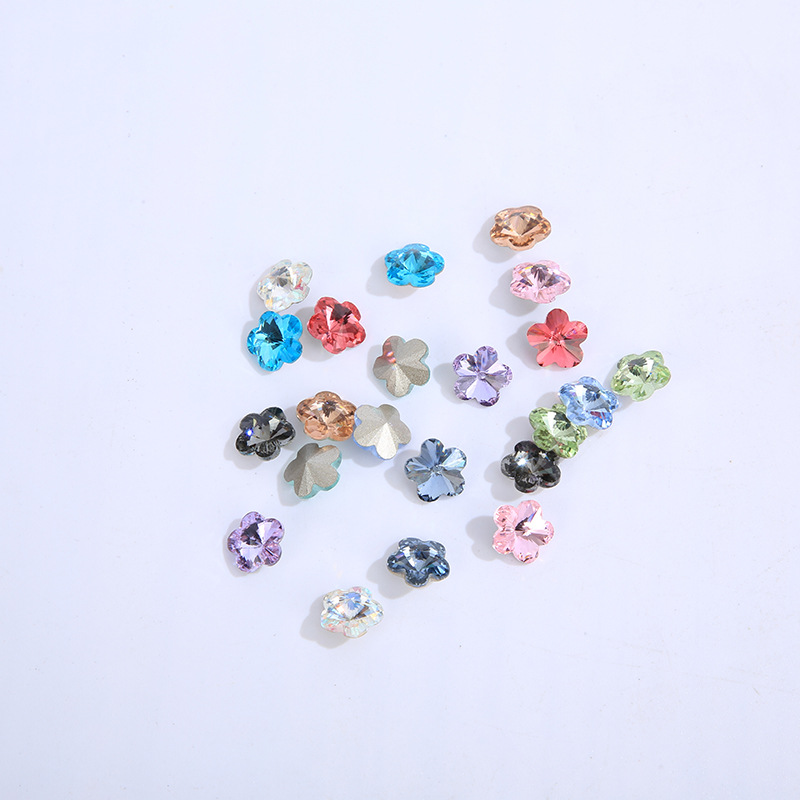 10mm Five Petal Flower K9 Manicure Jewelry Douin Small Sweet Potato Live Broadcast Popular Clothing Shoes Bag Pointed-Bottom Shaped Glass Ornament