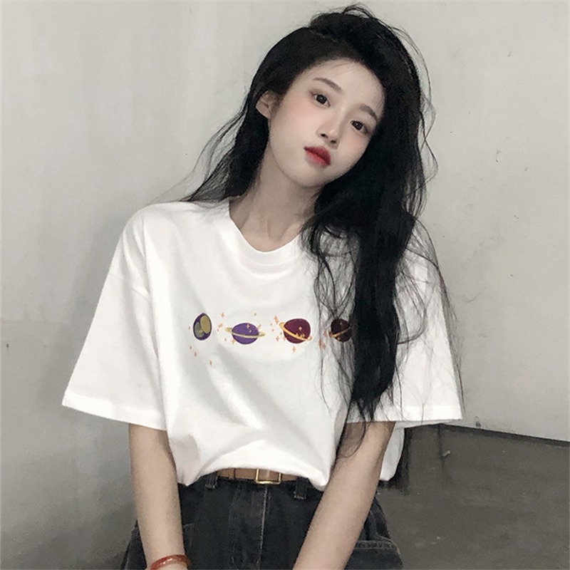 2022年新款刺绣白色ins宽松别致t恤女短袖夏季洋气设计感小众上衣