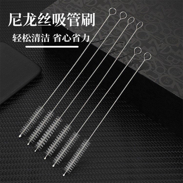 straw brush cleaning brush wholesale slender gap brush teapot mouth hard hair bottle brush artifact stainless steel small hair brush