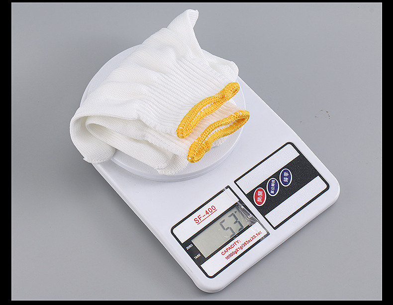 白色棉纱劳保手套点塑防护加厚尼龙手套针织线元素劳保手套批发