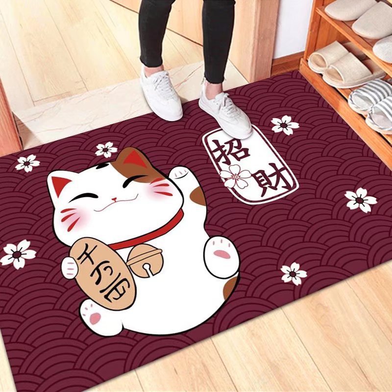 Modern Minimalist Floor Mat Crystal Velvet Foot Mat Door Mat Machine Washable Entrance Home Use Safe Trip Entry Door Carpet