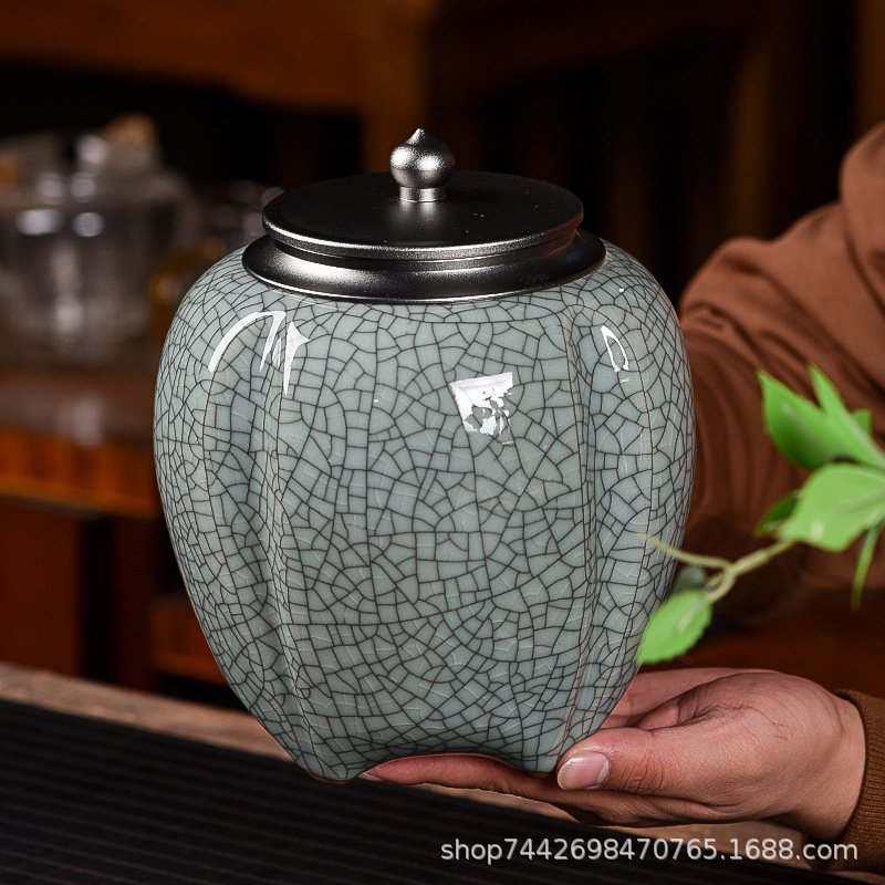 龙泉高端手工青瓷茶叶罐密封罐防尘防霉密封罐储物罐可装一斤茶叶