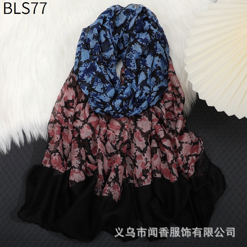 New Leopard Print Fashionable Warm Scarf Voile Cotton and Linen Shawl Cotton Thin Scarf European and American Cold-Proof Scarf Silk Scarf