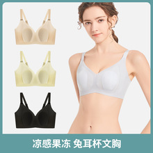 夏季无痕凉感果冻内衣乳胶固定兔耳朵文胸大胸显小